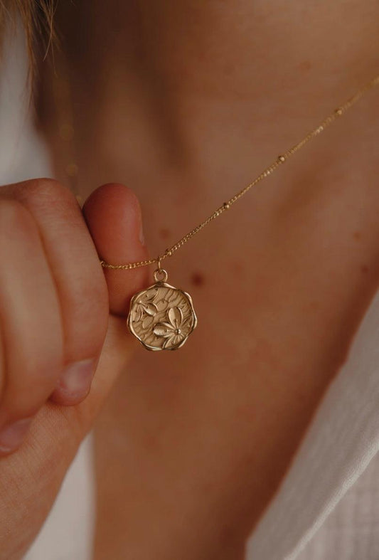 Flourish - Flower Gold Pendant Necklace - Made in USA - Kin Trading Post