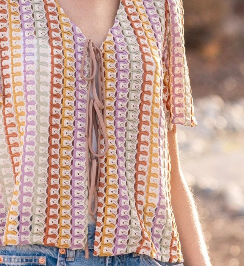 Front-Tie Knit Top Multi-Color - Kin Trading Post