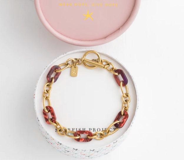 Gold and Blush Red Link Bracelet - Purchase with a Purpose - Kin Trading Post