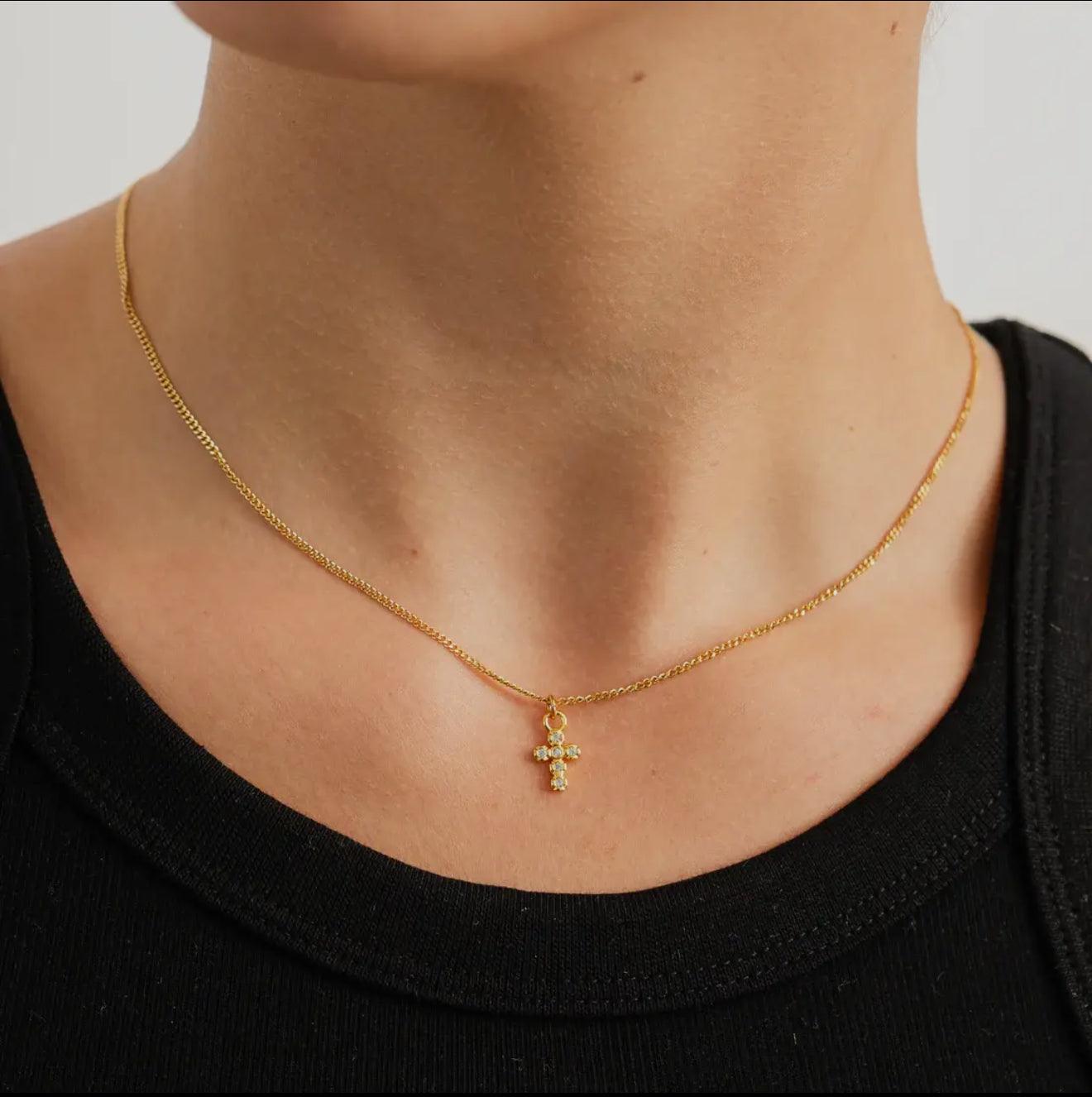 Gold Shiny Cross Necklace - Made in USA - Kin Trading Post