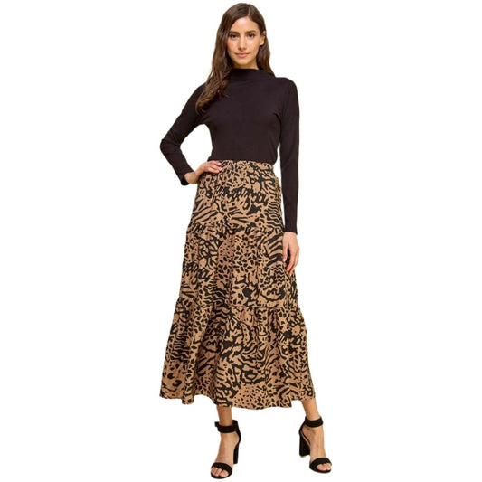Layered Maxi Skirt - Black & Tan - Made in USA - Kin Trading Post
