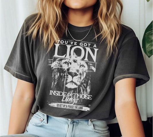 Lion Inside of Those Lungs Charcoal T-Shirt - Kin Trading Post