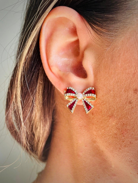 Little Bow Pearl Earrings - Christmas Special - Kin Trading Post