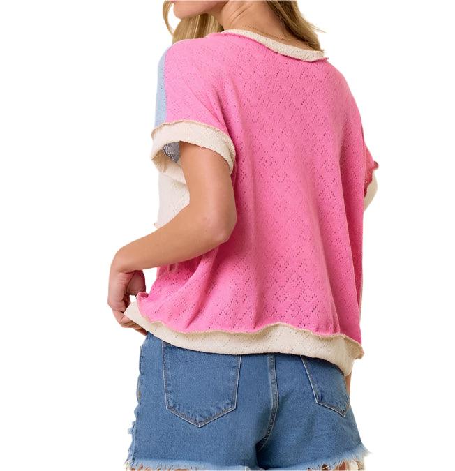 Multi Color Knit Short Sleeve - Made in USA - Kin Trading Post