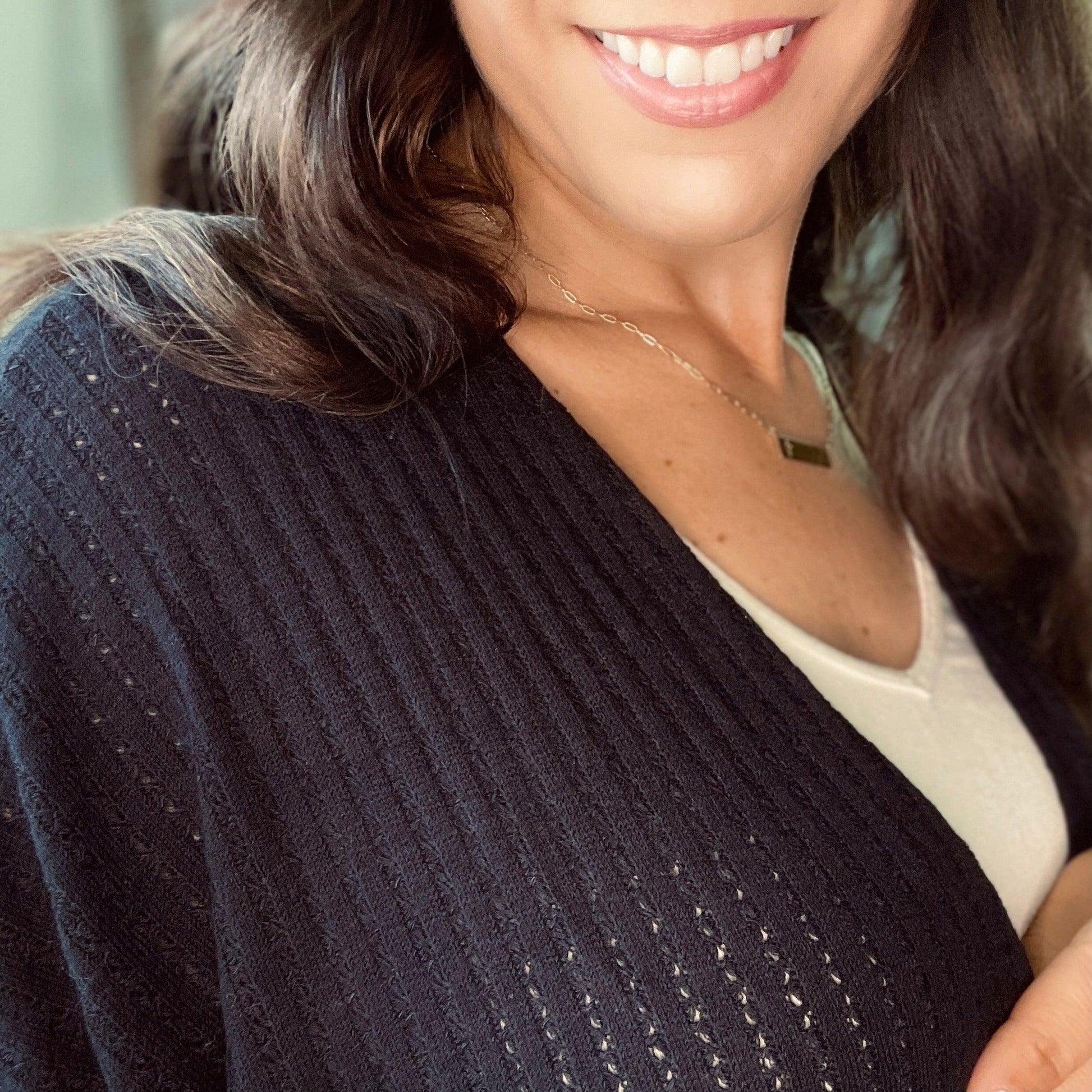 Open Knit Cardigan in Black - Made in USA - Kin Trading Post