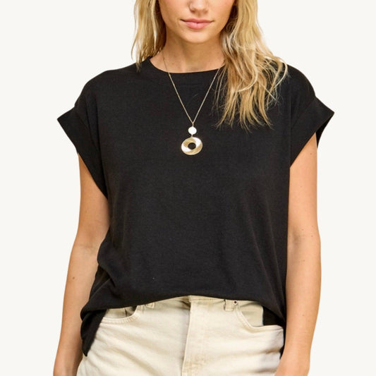 Relaxed Short Sleeve in Black - Minimalist Style - Made in USA - Kin Trading Post