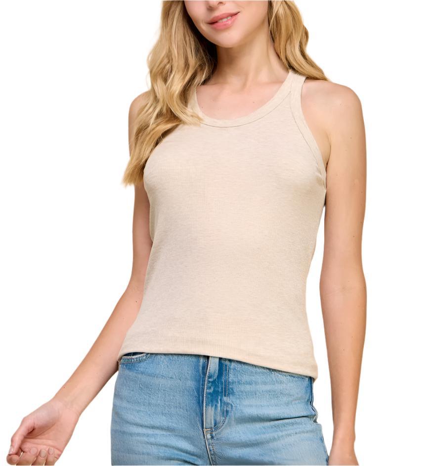 Ribbed Tank Top in Oat - Made in USA - Kin Trading Post