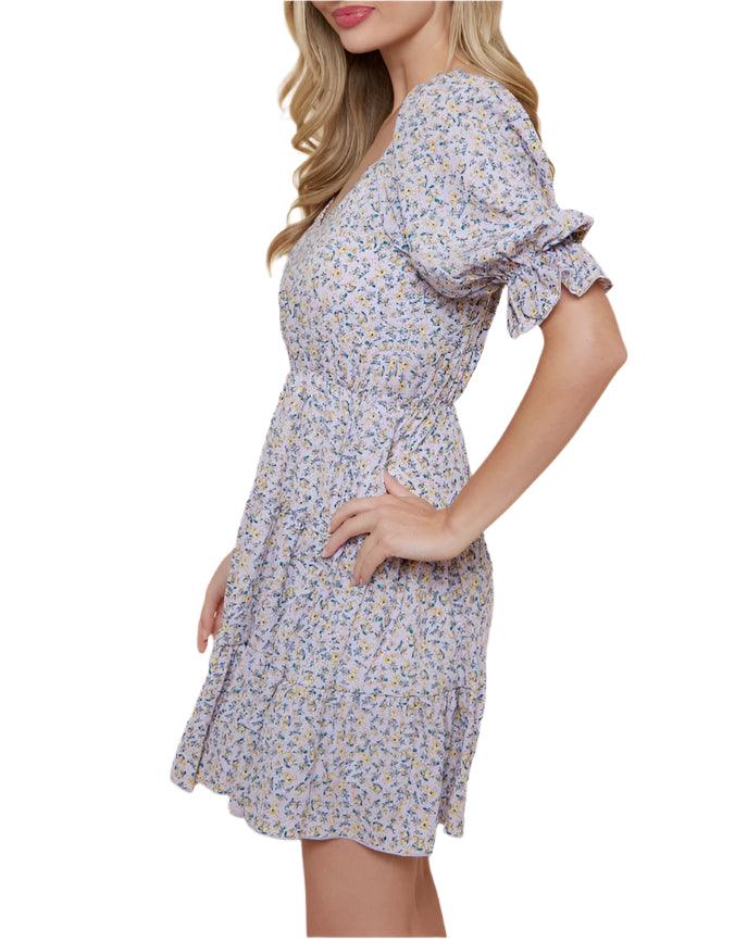 Ruffled Lavender Purple Floral Dress - Kin Trading Post