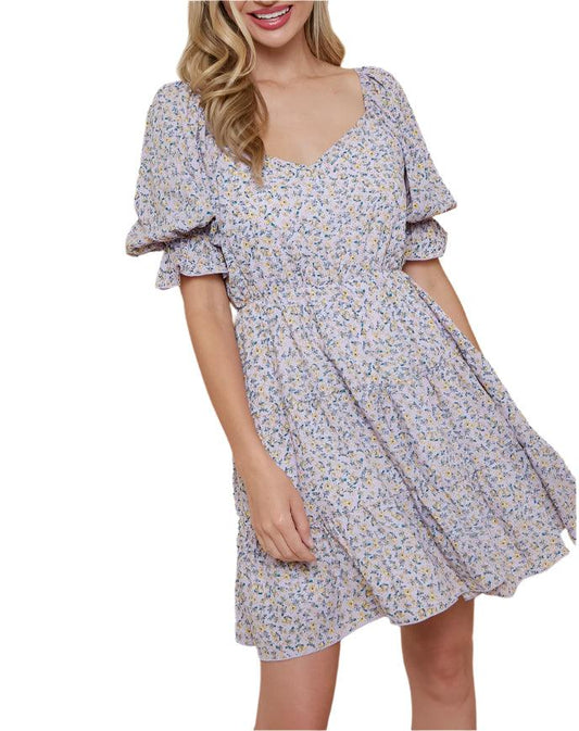 Ruffled Lavender Purple Floral Dress - Kin Trading Post