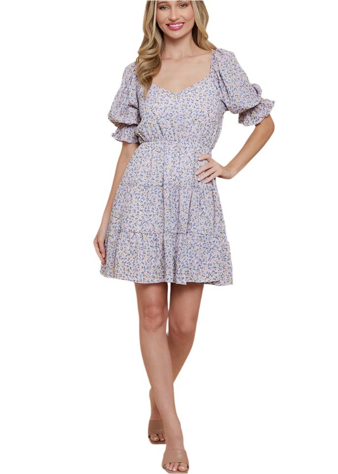 Ruffled Lavender Purple Floral Dress - Kin Trading Post