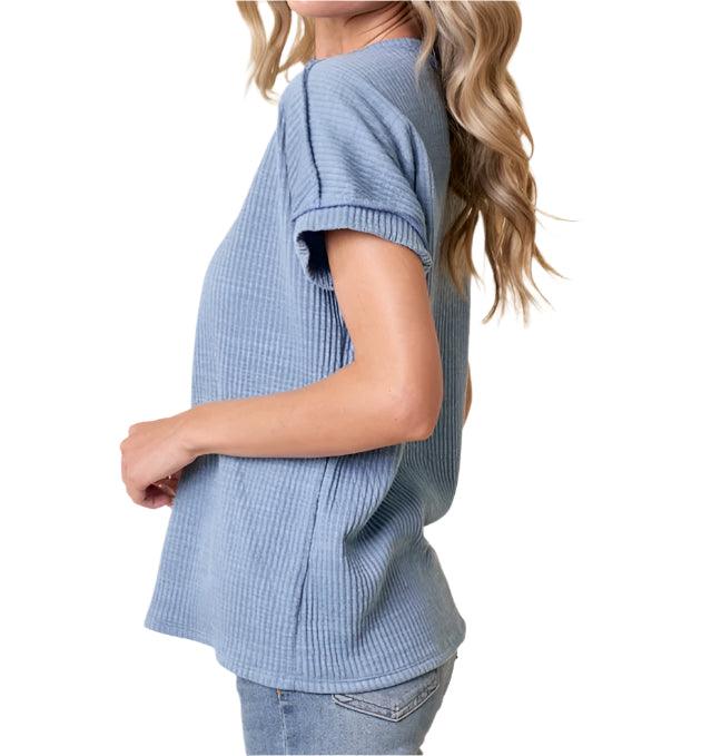 Short Sleeve Soft Ribbed Top - Made in USA - Kin Trading Post