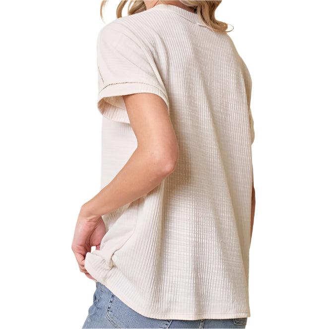 Short Sleeve Soft Ribbed Top - Made in USA - Kin Trading Post