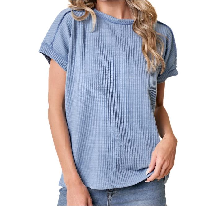 Short Sleeve Soft Ribbed Top - Made in USA - Kin Trading Post