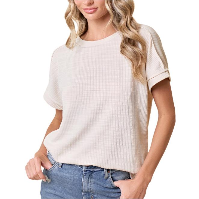 Short Sleeve Soft Ribbed Top - Made in USA - Kin Trading Post