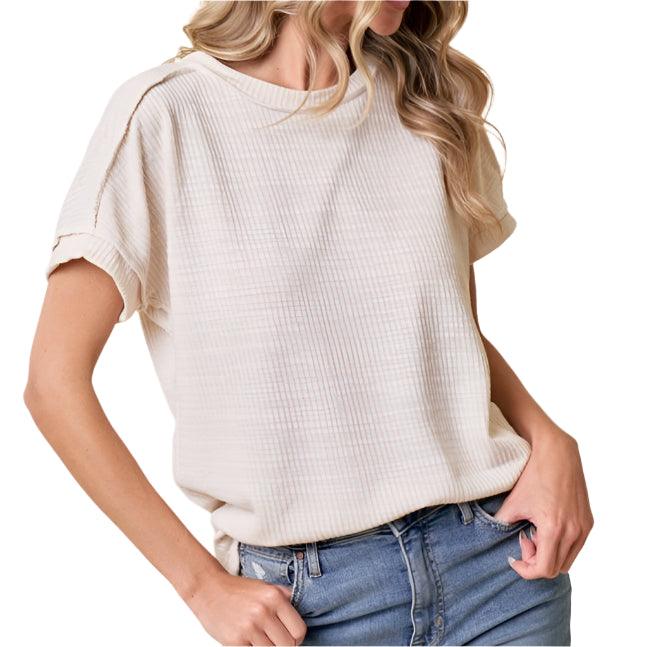 Short Sleeve Soft Ribbed Top - Made in USA - Kin Trading Post