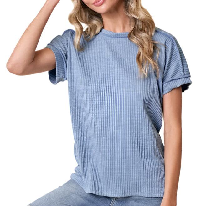 Short Sleeve Soft Ribbed Top - Made in USA - Kin Trading Post
