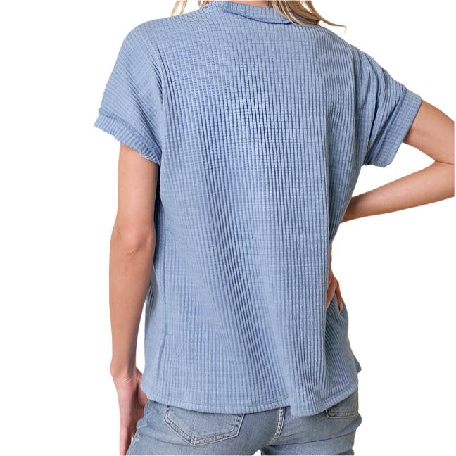 Short Sleeve Soft Ribbed Top - Made in USA - Kin Trading Post