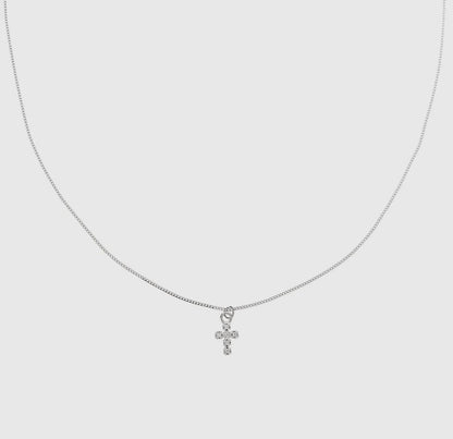 Silver Shiny Cross Necklace - Made in USA - Kin Trading Post