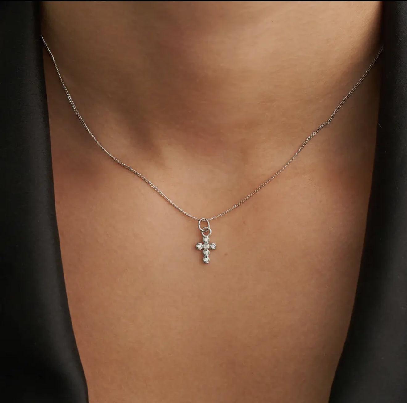 Silver Shiny Cross Necklace - Made in USA - Kin Trading Post