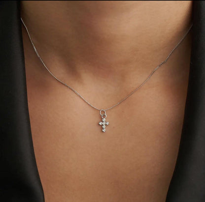 Silver Shiny Cross Necklace - Made in USA - Kin Trading Post