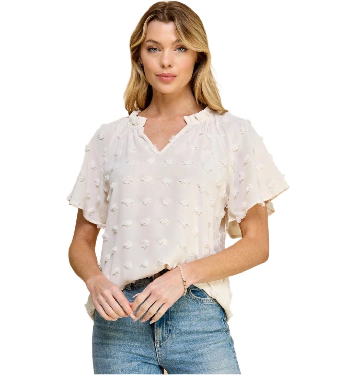 Swiss Dot White Top -Made in USA - Kin Trading Post