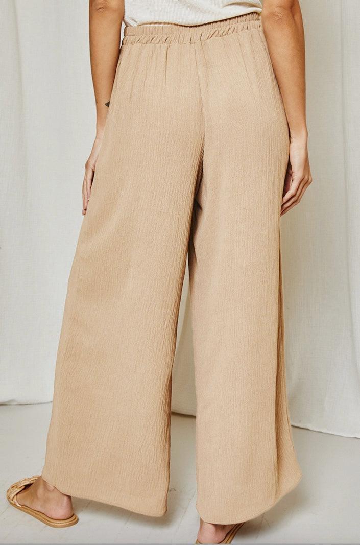 Taupe Wide-Leg Pants with Pockets - Made in USA - Kin Trading Post