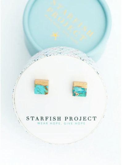 Turquoise & Gold Stud Earrings - Kin Trading Post