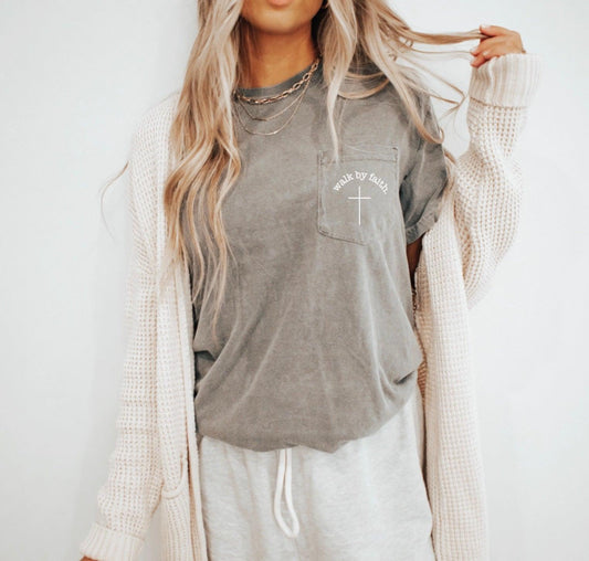 Walk by Faith Pocket Tee - Christian Apparel - Kin Trading Post