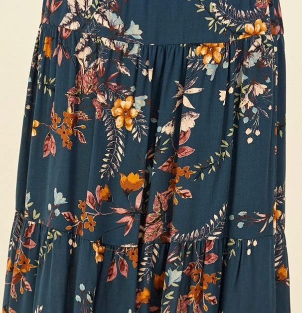 Floral Layered Skirt, Boho Style in Fall Colors
