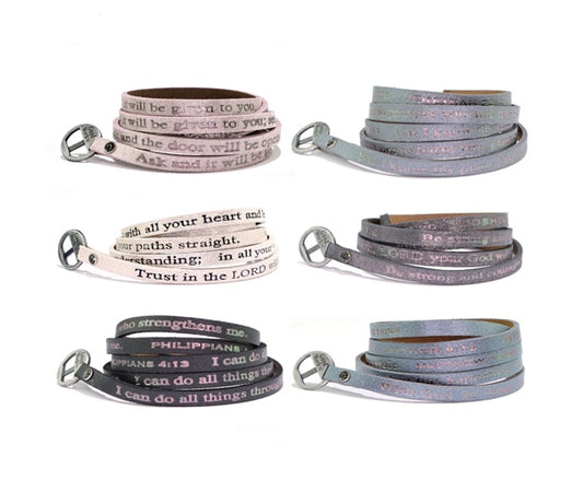 Scripture Verse Leather Wrap Bracelets