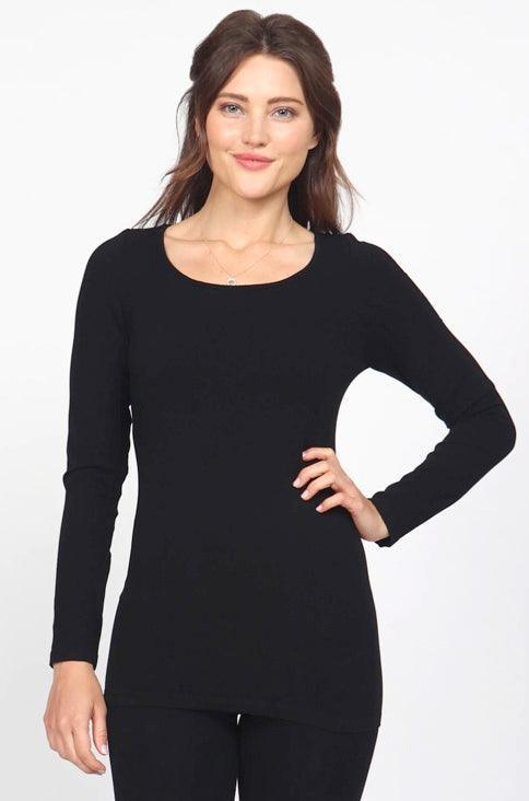 Black Long Sleeve Slimming Top - Made in USA - Kin Trading Post