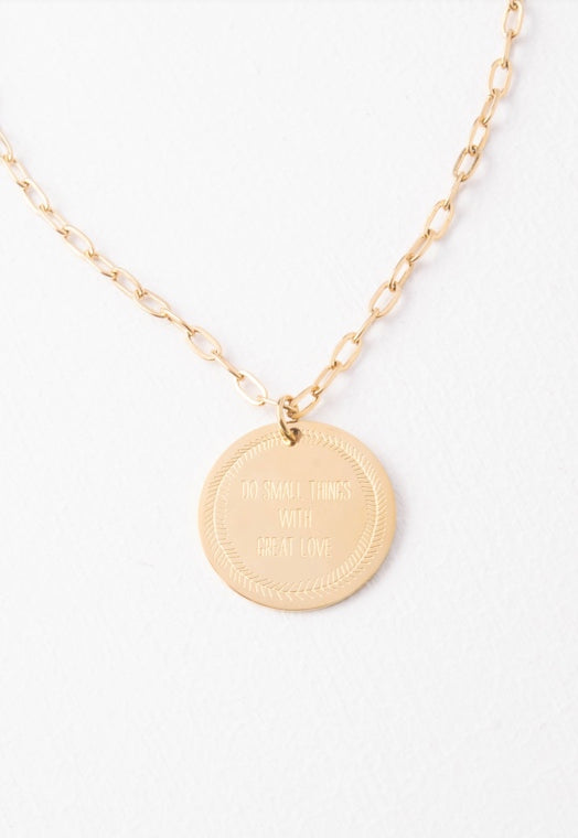 Do Small Things will Great Love Pendant Gold Necklace Mother Theresa