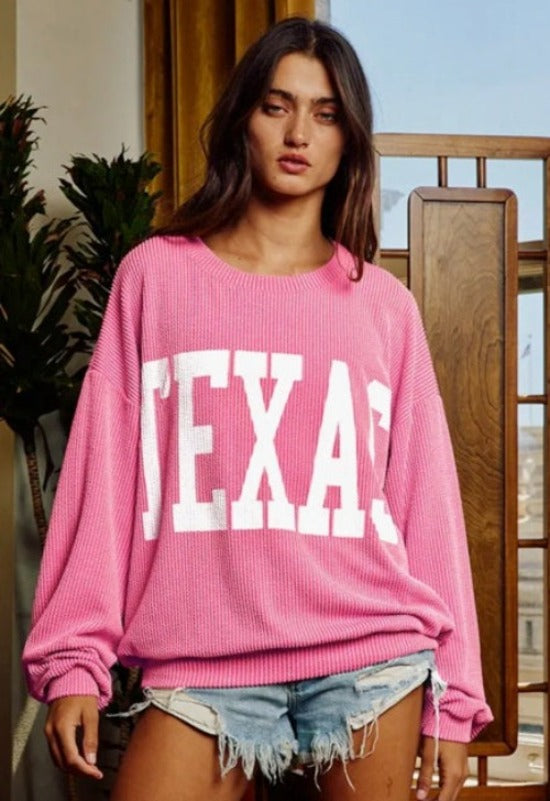 Watermelon Pink Texas Comfy Sweater