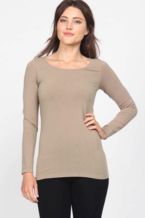 Smokey Taupe Long Sleeve Layering Top - Kin Trading Post