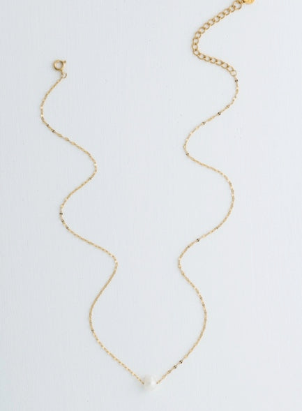 Pearl Gold Necklace is adjustable, 16-18"