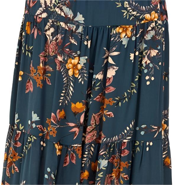 Kaylee Floral Tiered Maxi Skit / Navy & Cream