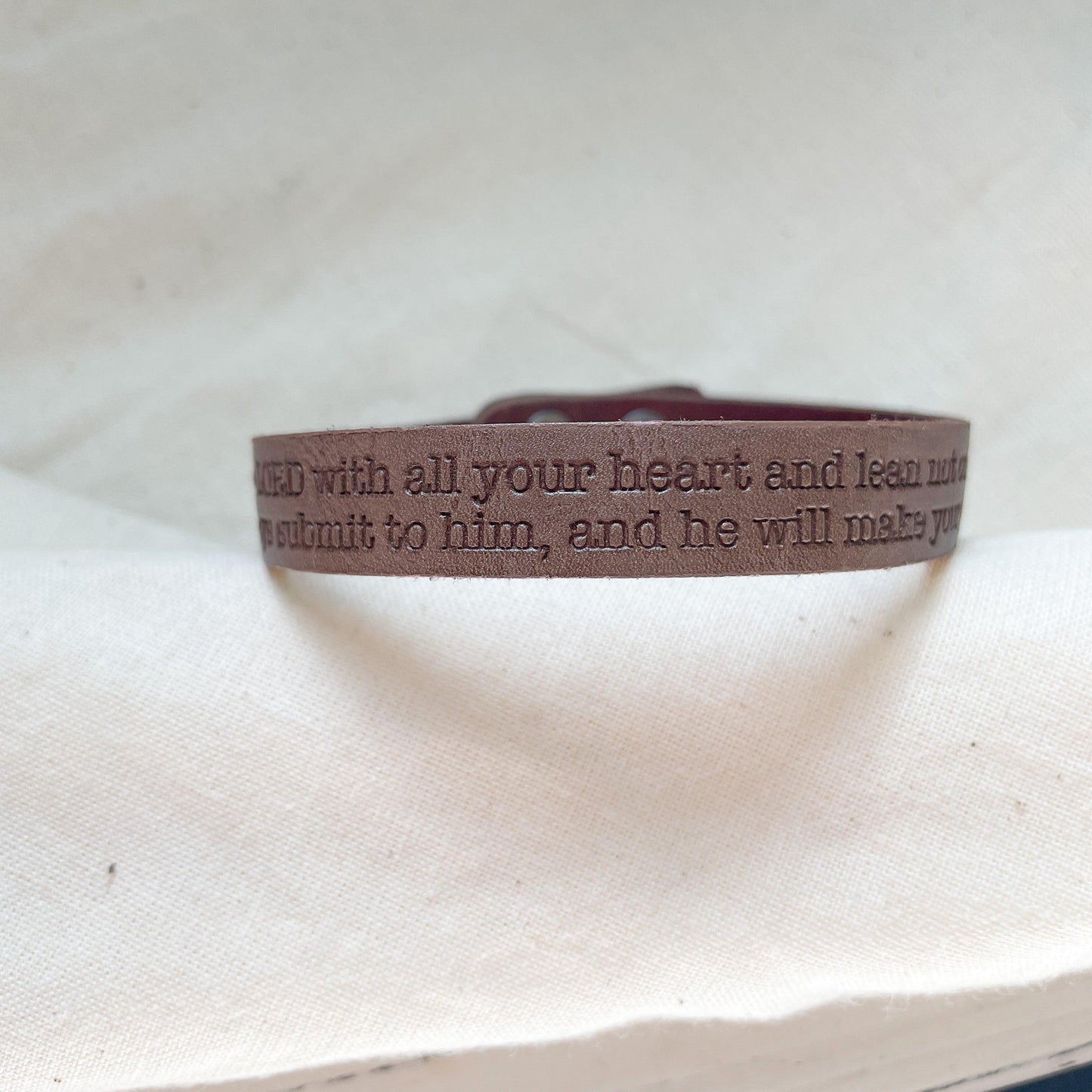 Scripture Engraved Leather Bracelet (Unisex) - Kin Trading Post