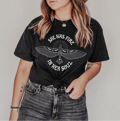 Fire in Her Soul Women T-Shirt - Kin Trading Post
