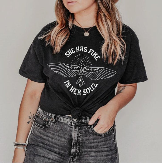 Fire in Her Soul Women T-Shirt - Kin Trading Post