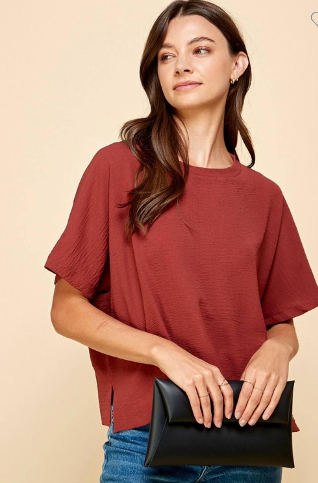 Red Wine short sleeve boxy blouse