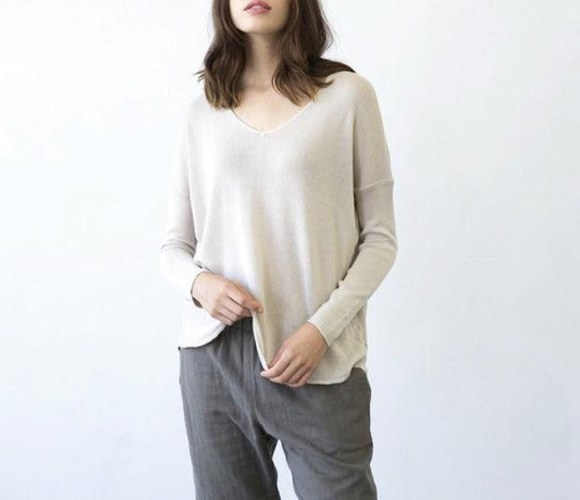The Minimalist - Ivory Knit Tencel Sweater - Kin Trading Post