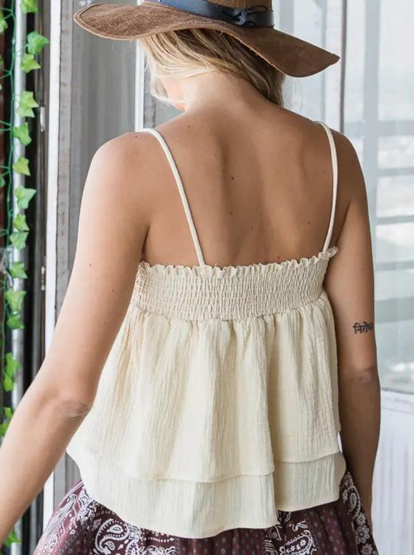 Vintage White Layered Ruffled Cami - LARGE ONLY - Kin Trading Post