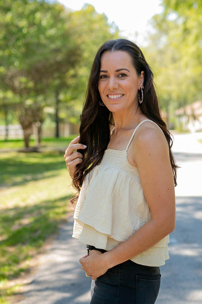 Vintage White Layered Ruffled Cami - LARGE ONLY - Kin Trading Post